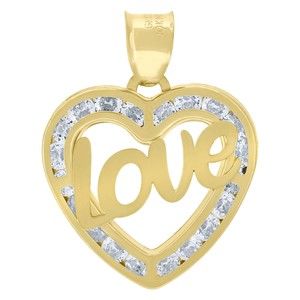 10kt 10k Yellow Gold Women CZ Polished Finish Love Heart Charm Pendant
